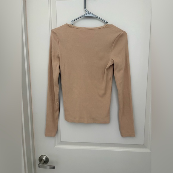 Pact Organic Cotton Ribbed Henley Long-Sleeve Top - Tan NWOT Size S - Picture 2 of 5